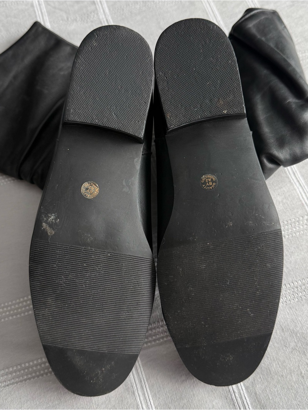 Classic Black Leather Slouch Boots - Women's - Picture 8 of 8